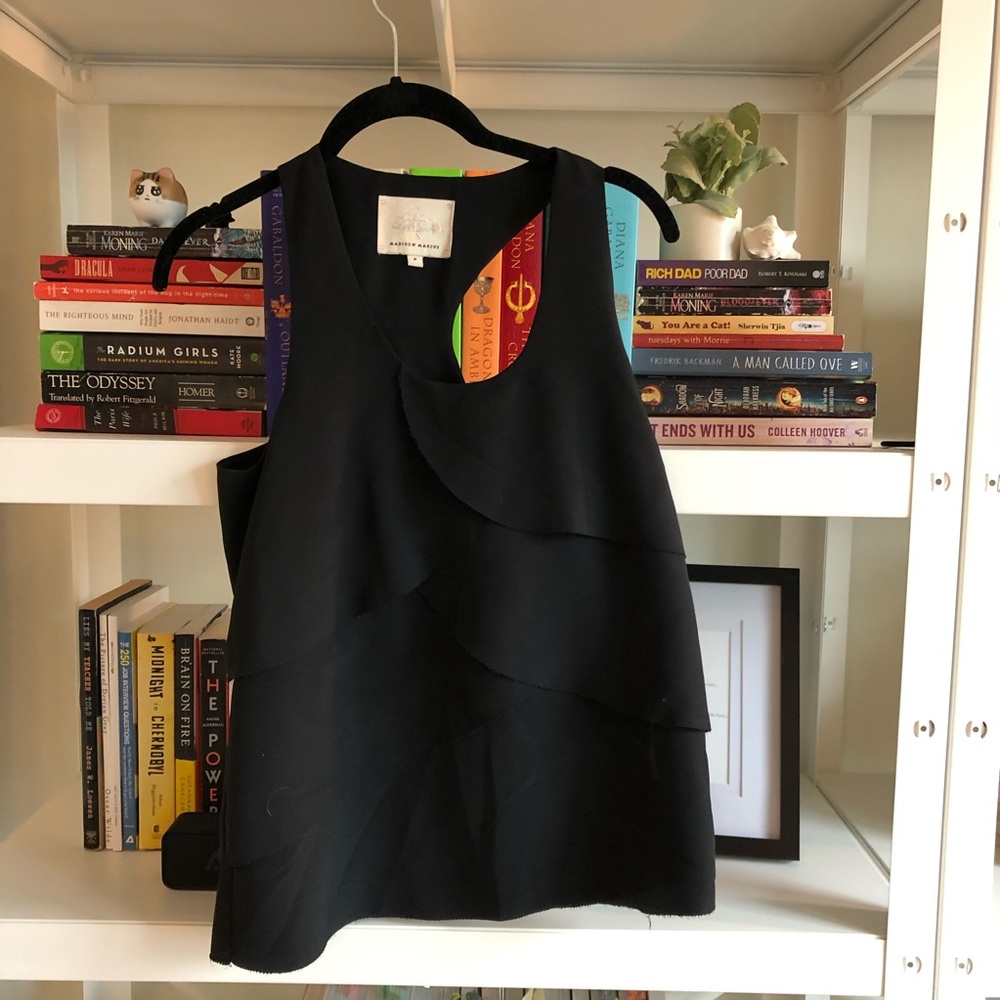 MADISON MARCUS Black Tiered Waterfall Tank Sz XS !